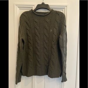 NWOT Cable Knit Polo Ralph Lauren Sweater In Olive Green